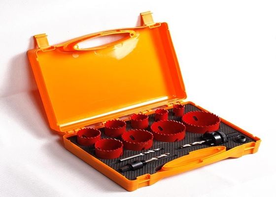 2つを切る金属はドリル孔プラスチック ケースが付いている目立て器 M3/M42 を見ましたり/バイメタルの穴