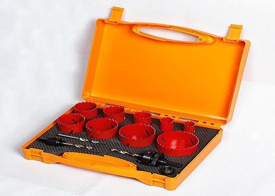 2つを切る金属はドリル孔プラスチック ケースが付いている目立て器 M3/M42 を見ましたり/バイメタルの穴