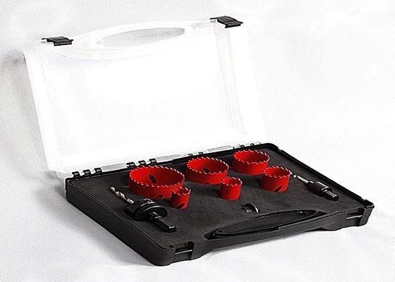 9PC HSS のバイメタルの穴はプラスチック ケース、穴のカッターの穴あけ工具が付いている目立て器を