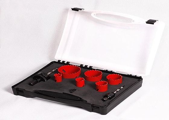 9PC HSS のバイメタルの穴はプラスチック ケース、穴のカッターの穴あけ工具が付いている目立て器を