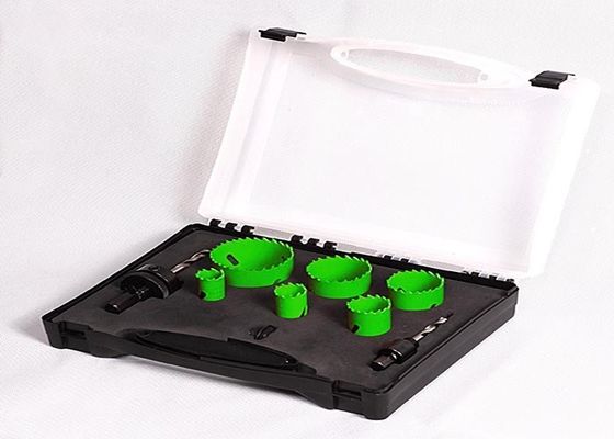 9PC HSS のバイメタルの穴はプラスチック ケース、穴のカッターの穴あけ工具が付いている目立て器を