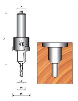 TCT countersink ビットが赤 (LH) または黒 (RH) 色の表面塗装